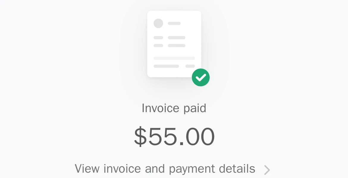 Stripe receipt page: invoice paid, $55.00